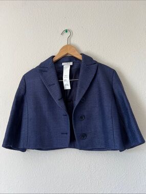 Akris Punto Navy Cropped Cape Jacket